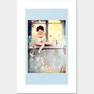 Baby and Fairies in Window - Peter Pan, Mabel Lucie Attwell Posters and Art